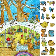 an image of children's room with animals in the snow