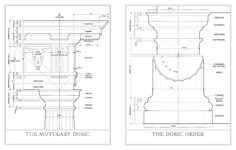 two drawings of the architectural details for an old building