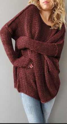 Long Sleeve Knit Pull Over Loose Sweaters Cozy Womens Sweaters, Loose Knitwear, Loose Pullover Sweater, Pullover Outfit, Hem Sweater, Stylish Sweaters, Loose Pullover, Pullover Sweater Women, Loose Sweater