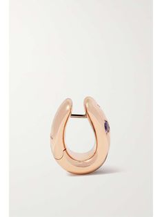 POMELLATO Iconica 18-karat rose gold multi-stone hoop earrings | NET-A-PORTER Red Spinel, Orange Sapphire, Blue Zircon, Multi Stone, Pink Tourmaline, Net A Porter, Jewellery And Watches, Blue Sapphire, Tourmaline