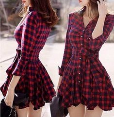 Material:+Polyester Gender:+Women Item+Type:Dress Color:+Photo+Color Sleeve+Length:Long+Sleeve Size+:+S,+M,+L,+XL,+XXL Red Plaid Dress, Classy Lady, Flannel Dress, Layered Shirts, Winter Leggings, Summer Lace, Plaid Dress Shirt, Fashion Lady, Long Sleeve Plaid Shirt