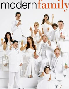 the cast of dancing with the stars posing for a group photo on white steps, all dressed in white