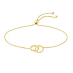 A meaningful interlocking circles shimmer elegantly in the center of this fabulous women's bolo bracelet. Fashioned in 14K yellow gold, the cable chain secures in place with a bolo clasp. Elegant Yellow Gold Bracelet With Sliding Knot, Elegant Yellow Gold Bracelets With Sliding Knot, Formal Adjustable Gold Bracelet With Oval Link, Adjustable Oval Link Gold Bracelet For Formal Occasions, Elegant Gold Lariat Bracelet, Formal Adjustable Oval Link Gold Bracelet, Adjustable Yellow Gold Chain Bracelet For Formal Occasions, Adjustable Yellow Gold Chain Bracelet For Formal Events, Modern Yellow Gold Adjustable Jewelry