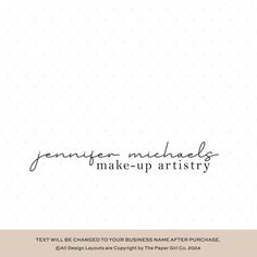 the logo for an artist's business called jennyanne michaels make - up artistry