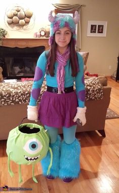 Sully Costume Women, Sully Costume Diy, Mike And Sully Costume, Mike Wazowski Halloween Costume, Monsters Inc Costume, Sulley Costume, Sully Costume, Halloween Costumes 2014, Mike And Sully