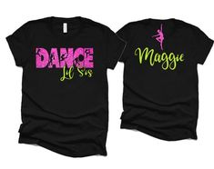 Glitter Dance Shirts | Dance Tshirts | Lil Sis Dance Shirts | Dance Gift | Bella Canvas T-shirt PLEASE READ BEFORE ORDERING WE CANNOT RUSH ORDERS OR CREATE NEW DESIGNS DURING PEAK SEASON AUG - MAY. IF YOU NEED TO CANCEL PLEASE DO SO WITHIN 24HRS Please read full description before ordering we cannot be responsible for mistakes made by not reading the full description. ORDERING INSTRUCTIONS: 1. Select your Garment Size/Color Each size must be selected separately. Please do NOT leave a list of siz Dance Sister Shirt Ideas, Fitted Hip Hop T-shirt For Dance, Dance Sister Shirt, Short Sleeve Black T-shirt For Dance Class, Black Short Sleeve T-shirt For Dance Class, Black Graphic Print T-shirt For Dance, Black Pre-shrunk T-shirt For Dance Class, Black Graphic Print Top For Dance Class, Black Top With Graphic Print For Dance Class