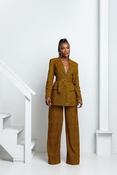 African Suit, Pant Suits For Women, High Waist Trousers, Wax Fabric