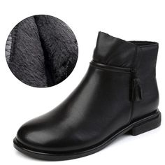 Cozy and Chic: Handmade Leather Ankle Boots for Your Winter Wardrobe - Casual Shoes. Looking for a comfortable and stylish pair of shoes to keep your feet warm this winter? Check out these beautiful ankle boots! These boots are handmade with care, so you can be sure that they are of the highest quality. They feature a genuine cow leather upper and a round toe shape, giving them a retro look that is both fashionable and functional. The boots have a side zip closure and a low, flat heel, making th Ankle Boots With Faux Fur Lining For Fall, Winter Leather Waterproof Boots, Brown Closed Toe Chelsea Boots For Winter, Winter Booties With Faux Fur Lining And Round Toe, Fall High-top Boots With Faux Fur Lining, Leather Mid-calf Boots With Round Toe For Winter, Warm Winter Booties With Round Toe, Winter Slip-on Boots With Faux Fur Lining, Leather Ankle Boots For Winter