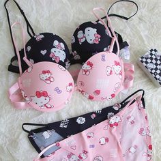 Cute Printed Fitted Sets, Y2k Hello Kitty, Kawaii Kitty, Kitty Clothes, Hello Kitty Clothes, Cute Bras, Kawaii Style, Hello Kitty Items, Really Cute Outfits