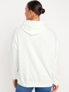 built-in hood drop-shoulder sleeves rib-knit cuffs kangaroo pocket rib-knit hem pullover style oversized fit hits at hip models are approx.  5'9" and wear sizes s (4), l (12), and xl (18)machine wash according to the care instruction label Hoodie White, Oversized Pullover, Oversized Hoodie, Jack Black, White Hoodie, Oversize Hoodie, Knit Cuff, Petite Size, Shoulder Sleeve