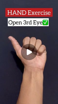 a hand is pointing at an open 3rd eye button with the words hand exercise on it