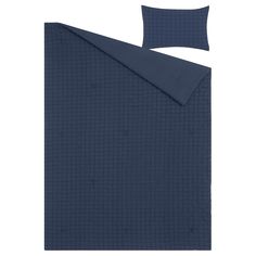 an image of a bed sheet set with blue sheets and pillow cases on top of it