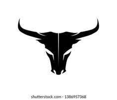 the bull's head is black and white on a white background, suitable for logos or emblems