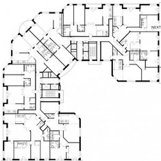 the floor plan for an office building with multiple floors and several rooms, including two levels