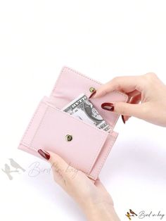 Bird in Bag - Small Folding Wallet with Detailed Design Pink Coin Purse With Interior Card Slots, Trendy Coin Purse With Card Slots, Trendy Coin Purse With Card Slots For Daily Use, Pink Coin Purse With Card Slots For Daily Use, Pink Bifold Coin Purse, Trendy Pouch Wallets With Interior Card Slots, Pink Bifold Coin Purse For Everyday, Everyday Pink Bifold Coin Purse, Trendy Bifold Wallets For Daily Use