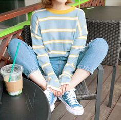 FREE+SHIPPING+WORLDWIDE ONE+SIZE: LENGTH+65CM SHOULDER+58CM SLEEVE+58CM BUST+120CM Casual Striped Long Sleeve Sweater, Casual Long Sleeve Striped Sweater, Casual Blue Sweater With Contrast Stripes, Casual Spring Sweater With Striped Hem, Casual Striped Sweater, Casual Spring Sweater With Striped Collar, Casual Sweater With Striped Collar, Casual Cotton Sweater With Striped Collar, Casual Crew Neck Sweater With Striped Collar