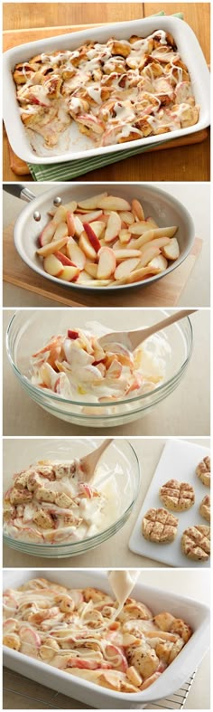 the process of making an apple dessert is shown