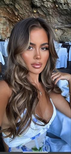 Face Framing Highlights With Dark Hair, Hair Inspo On Brown Skin, Cinnamon Roll Balayage, Babylights For Brunettes, Dark Brown Hair Bright Blonde Highlights, Brown Hair With Creamy Blonde Highlights, Heavy Brown Lowlights In Blonde Hair, Addison Justis Hair, Hair Color Face Frame