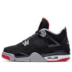 (GS) Air Jordan 4 Retro OG 'Bred' 2019 408452-060 Big Kids Basketball Shoes  -  KICKS CREW Tenis Jordan Retro, Jordan 4’s, Nike Air Jordan 4 Retro, Jordan 4 Black, Pretty Sneakers, Jordan Retro 4, Nike Air Jordan 4, Dr Shoes, Black Jordans