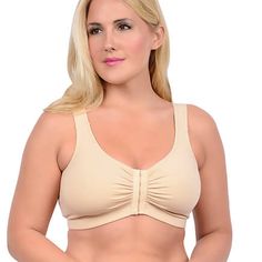 Soft and comfortable Front Hook Cotton Mastectomy Bra is perfect for post-surgery relaxation and recovery. Soft cotton blend provides breathable comfort and light support, with seamless front cups that are slightly gathered for extra shape. Getting dressed is easy thanks to the post mastectomy bra's front hook-and-eye closures, and the pocketed design allows you to add your own breast enhancers or prostheses. Choose from white or beige. One size fits 32–44. Front fastening bra made with 92% cott Front Fastening Bras, Post Mastectomy Bras, Letter Stockings, Goose Clothes, Wrap Clothing, Mastectomy Bra, Post Surgery, Grooming Tools, Sleepwear & Loungewear