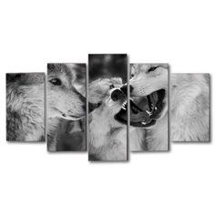 Black and white wolf art Black And White Wolf, Multi Panel Paintings, Ying Yang Art, White Wolves, 5 Piece Canvas Art, 5 Panel Wall Art, Wolf Wall Art, Wolf Animal, Original Wall Decor