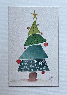 a card with a christmas tree on it