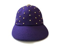 "Women's Baseball Hat, Golf Visor Hat, Mother's Day Golf Gift, Wool Baseball Cap in Purple with Gold Studs - \"Purple Pizazz\" Taking Baseball Caps to a More Sophisticated Level!  Details: 6 Panel Unlined Wool Cap  Gold Studs 3\" Curved Bill  Elastic Strap Closure Provides a Comfortable Fit Spot clean only ♥ Kindly note:  colors shown on your monitor may vary from the actual color of the fabric, floral and/or additional trimmings. If you have the slightest doubt about the actual color, or would White Witch Hat, Golf Visor, Wool Caps, Golf Wear, Golf Gift, Visor Hat, Visor Hats, Fabric Floral, Baseball Hat