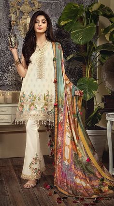 100% Original Brand New Anaya Luxury Lawn Stitched to Small size. Fabric Description: Printed Lawn Shirt Front 3.07 M Embroidered Shirt Front Hem Border 1PC Embroidered Neckline Patch 1M Printed Pure Silk Dupatta 2.5M Dyed Cotton Cambric Trouser 2.5M Embroidered Trouser Patch 2PC Measurements: Chest 39 inches Waist 37 inches Shoulder 14.5 inches  Shirt length 38 inches  Pant length 39 inches  Note 1: The dress is sleeveless just like the listing picture. Note 2: The extra accessories attach to the dress is not supplied by the manufacturer. We try to use the accessories that look as close as the ones shown in the picture.  Item will be shipped via USPS. Please note that the color of the item you receive may vary slightly from that shown in the listing picture. This can happen due to the var Pakistani Casual Wear, Zainab Chottani, Designer Pakistani Suits, Lawn Dresses, Chikankari Suits, Pakistani Lawn Suits, Lawn Suit, Pakistani Dresses Casual, Lawn Dress