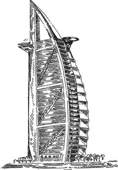 a drawing of the burj al arab