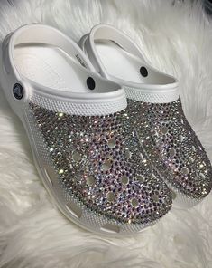 Message me with the color you would like when you order!! Croc Business, Blinged Crocs, Bling Crocs, Decorating Shoes, Clogs And Mules, Crocs Clogs, Bling Shoes, Decorated Shoes, Classy Fashion