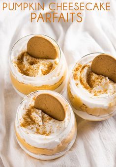 pumpkin cheesecake parfaits in small glass dishes