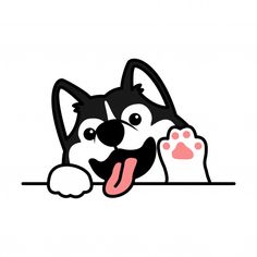 a cartoon husky dog sticking its tongue out