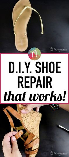 Do you have a bunch of cute sandals and shoes with broken straps? It seems to happen to me ALL the time and always out in public. Now I have a DIY shoe repair solution that allows me to repair my shoes at home in about 1 minute for less than a dollar a pair! Diy Shoe Refashion, How To Repair Shoes, Shoes Renew Diy, Shoes Repair Ideas, Peeling Boots Repair, How To Fix Creased Shoes, Best Glue For Shoe Repair