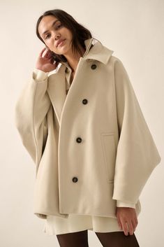 Solid, ribbed knit jacket. Oversize lapel collar. Button-front closure. Long dolman sleeves. Side pockets. Full lining. Loose fit. 100% Polyester. Imported. Designed in LA. Model wears size S. Knit Jacket, Lapel Collar, Dolman Sleeve, Ribbed Knit, Oatmeal, Loose Fitting, Collar, Knitting, How To Wear