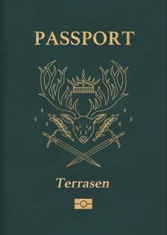 a green passport with gold lettering and two crossed swords on the front cover is an image of a dragon