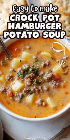 this easy to make crock pot hamburger potato soup is the perfect comfort for cold weather