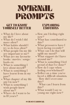 Journal prompts made on @canva    Journal prompts for self reflection and exploring / processing emotions and feelings and understanding yourself and get to know yourself better journal prompts for healing  #wellbeing #manifest #manifestation #wellness #journal #journaling #prompts #journalprompts #feature #inspo #inspiration #canva #writing #daily #weekly #goalsetting #mentalwellness #mentalhealth #goals #selfcare #selflove #love #gratitude #grateful #grow #growth #school #newschool #diary #notebook #notebookideas #diaryideas #ideas #blanknotebook #backtoschool #reflection #selfrealization #exploration #explore #emotions #canva Diary Prompts, Journal Prompts For Teens, Canva Journal, Processing Emotions, Journal Prompts For Healing, Prompts For Healing, Get To Know Yourself, Understanding Emotions