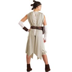 Step Into the World of a SkywalkerOn the desert sands of Jakku, a new hero rises. With a mysterious past and a powerful destiny ahead, Rey's unique look captivated us in an instant as a symbol of strength, survival, hope, and just generally amazing style!With this Star Wars: The Force Awakens Rey Costume, you can capture the essence of that unforgettable moment when she emerges as the galaxy's new hope. Whether you're ready to explore ancient ships, or channel your inner scavenger, this outfit w Rey Costume Star Wars, Rey Costume, Leather Gauntlet, Pig Costumes, Red Riding Hood Costume, Barbie Costume, Star Wars The Force Awakens, Star Wars Costumes, Black Costume