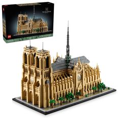 a lego model of a cathedral in front of a box