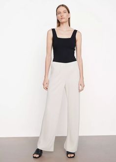 High-Waist Bias Pant in Vince Products Women | Vince Elegant Stretch Viscose Pants, Elegant Stretch Wide Leg Viscose Pants, Elegant Stretch Viscose Wide Leg Pants, Elegant Fitted Wide Leg Viscose Pants, Elegant Fitted Viscose Wide Leg Pants, Stretch Viscose Wide Leg Pants For Work, Chic Tapered Leg Viscose Pants, Fitted High-waisted Viscose Pants, Chic Bottoms With Elastic Waistband And Minimal Stretch