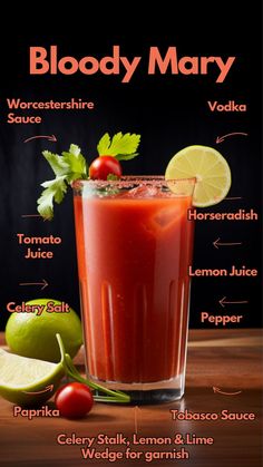 The classic Bloody Mary is one of the most famous cocktails of them all and has a lot of history behind it too. Use our recipe to mix up your own! #BloodyMary Bloodymary Cocktail Recipe Easy, Parents Anniversary Party, Yum Drinks, Drink Recipes Alcoholic, Garnishing Ideas, Sunday Rest, Cabin Bar, Bartender Drinks, Spicy Cocktail