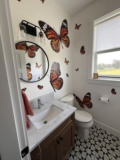 Add charm to your room with our exquisite butterfly wall art. Each metal butterfly brings a touch of elegance, creating a cozy and stylish vibe. Let these lovely decals soar on your walls, filling your space with the grace and beauty of butterflies. Dive into the simple beauty of butterfly wall decor and transform your space today! #walldecals #walldecor #interiordesign #homedecor #bathroominspo #bathroomideas #wallstickers #bathroomdecorideas #bathroomdecorinspo #diy #diyhome #butterflydecals Wallpaper Bathroom Wall, Bathroom Ideas Boho, Wall Butterflies, Boho Bathrooms, Madam Butterfly, Butterfly Decals, Bathroom Wall Decals, Guest Bathroom Ideas, Modern Bathroom Interior