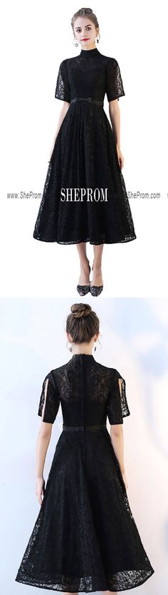 Black Lace High Neck Aline Party Dress with Sleeves BLS86043 at #SheProm. Shop thousands of dresses range from Homecoming,Party,Black,Long Black Dresses,Black Lace Dresses,A Line Dresses,Lace Dresses,Midi Dresses and so on. Not only selling formal dresses, more and more trendy dress styles will be updated daily to our store. Shop now to get $10 off! #vintageblackdress Elegant Evening Tea Length Lace Dress, Formal A-line Lace Dress, Elegant Fit And Flare Lace Dress, Fit And Flare Midi Lace Party Dress, Elegant Tea Length Lace Cocktail Dress, Elegant Tea-length Lace Cocktail Dress, Elegant A-line Lace Dress For Party, Elegant Mini Lace Dress For Prom, A-line Lace Party Dress