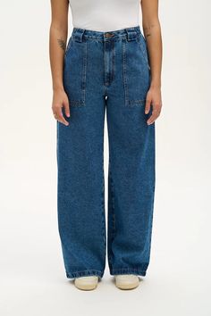 Delores - Wide Leg Denim Jeans in Mid Wash Blue – Lucy & Yak Wide Leg Denim Jeans, Lucy And Yak, Waist Jeans, Wide Leg Denim, Wide Leg Jeans, Leg Jeans, Blue Denim, Denim Jeans, Vintage Inspired