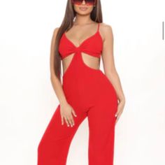 Brand New With Tags Fashion Nova Cut Jumpsuit ! Never Worn. Trendy Red Jumpsuits And Rompers For Summer, Trendy Red Jumpsuits For Summer, Red V-neck Jumpsuits And Rompers For Loungewear, Red V-neck Jumpsuit For Loungewear, Chic Red One-piece Jumpsuits And Rompers, Chic Red One-piece Jumpsuit, Chic Red One-piece Jumpsuit Or Romper, Red Trendy Jumpsuits And Rompers For Party, Trendy Red Jumpsuits And Rompers For Party