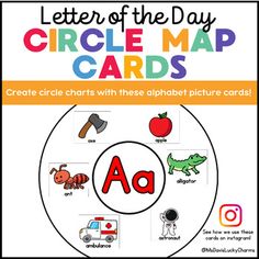 the letter of the day circle map cards for children to practice their alphabet letters and numbers