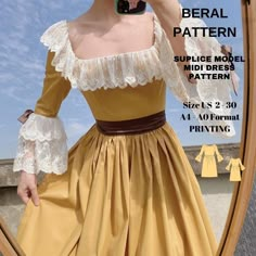 digital pattern Long Sleeve Vintage Dresses, Gaun Abad Pertengahan, Detailed Dress, Back Embroidery, Fantasy Outfits, Old Fashion Dresses, Belle Dress, Fairytale Dress, Dress Back