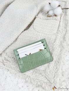 Bird in Bag - Leather Patterned Stone Wallet, Credit Card Holder Purse with Icee Storage Bag for Men and Women, Fashionable and Modern for Anniversary Card Holder Purse, Classic Card, Writing Numbers, Stone Pattern, First Contact, Leather Pattern, Green Pattern, Diy Supplies, Credit Card Holder