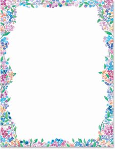 a colorful floral frame with leaves and flowers on the border, in pastel colors