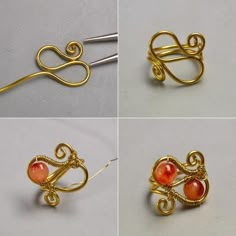 four pictures showing different types of wire work and how to use them in jewelry making